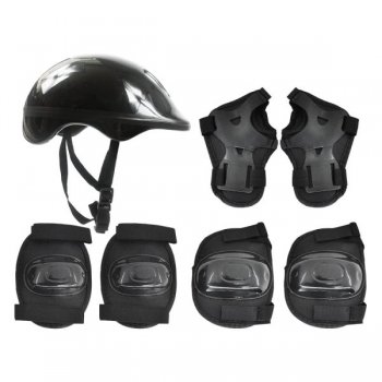 KIT RADICAL PLUS INFANTIL PRETO CAPACETE+JOELHEIRA+COTOVELEIRA