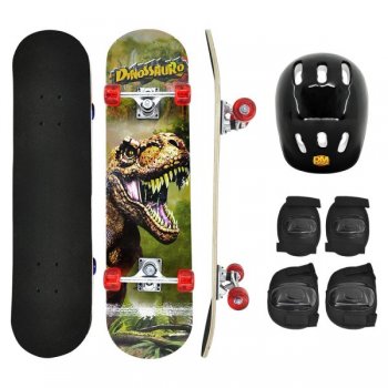 SKATE COM ACESSORIOS DM RADICAL SKATE+CAPACETE+PAR JOLHEIRAS+PAR COTOVELEIRAS