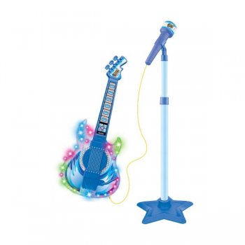 GUITARRA COM MICROFONE PEDESTAL INFANTIL ROCK SHOW AZUL