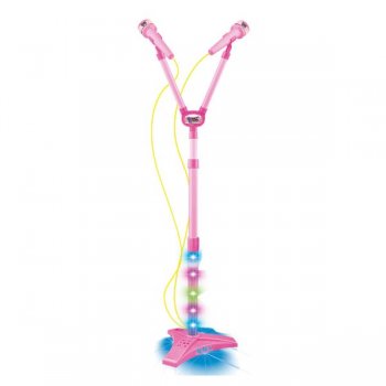 MICROFONE DUPLO PEDESTAL INFANTIL ROCK SHOW ROSA