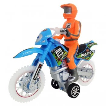 MOTO FRICCAO OFF ROAD COM BONECO LUZ E SOM CORES SORTIDAS