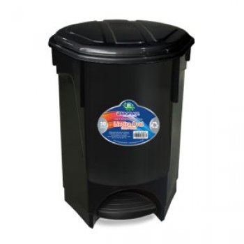 LIXEIRA OVAL C/ PEDAL 30L PRETA DESMONTADA