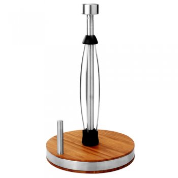 6226-PORTA PAPEL TOALHA INOX/BAMBU 33CM