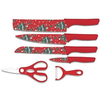 9645-FACAS NATALINAS VERMELHO 6PCS