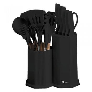 8748- KIT UTENSILIOS MALDIVAS PRETO 18PÇ