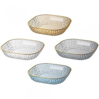 10294-BOWL QUADRADO BORDA DOURADA 15X15X