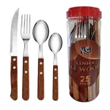 8513-KIT TALHERES KE WOOD 25 PEÇAS