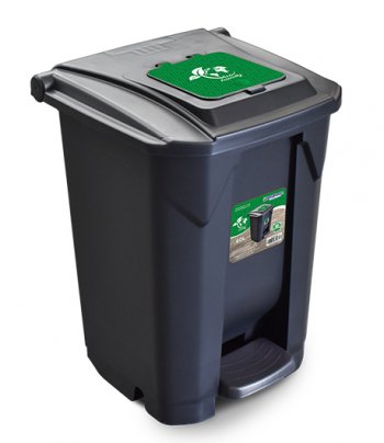 LIXEIRA 60L PRETA C/ RODA PEDAL TAMPA CLICK