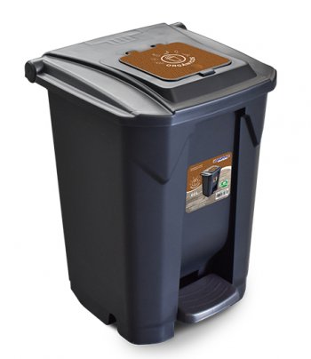 LIXEIRA 60LTS PRETA ORGANICOS C/ RODA  PEDAL TAMPA CLICK