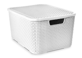 ORGANIZADOR RATTAN C/ TAMPA 07 LITROS - BRANCO