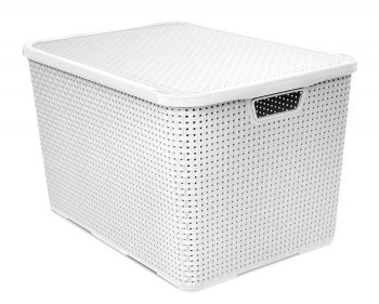 ORGANIZADOR RATTAN C/ TAMPA 40 LITROS - BRANCO