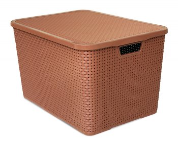 ORGANIZADOR RATTAN C/ TAMPA 40 LITROS - MARROM