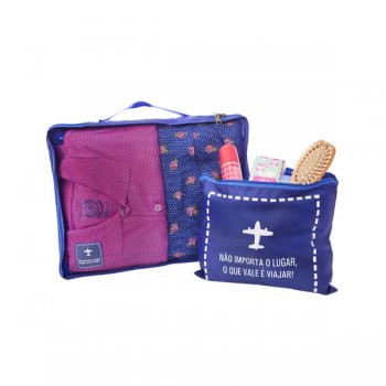 Travel Bag 44x34x12  cm GG (01 saco c/Ziper) Azul