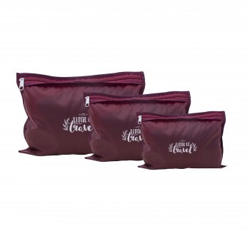 Kit organizadores Bolsa c/Ziperc /3 pçs P/M/G - Vinho