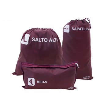 Kit 2 viagem  c/03 peças (p meia/sapatilha/s. alto) - Vinho