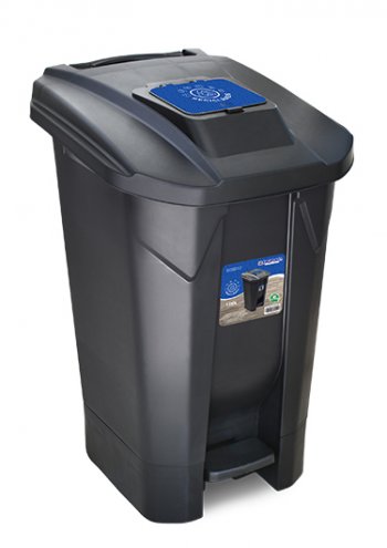 LIXEIRA 120LT PRETA RECICLAVEIS C/ RODA PEDAL TAMPA CLICK