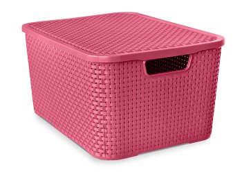 ORGANIZADOR RATTAN C/ TAMPA 15 LITROS - ROSA