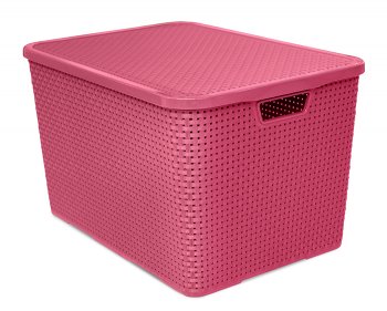 ORGANIZADOR RATTAN C/ TAMPA 40 LITROS - ROSA