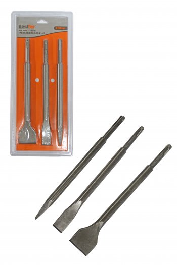 BF KIT PONTEIRO E TALHADEIRAS 250MM SDS PLUS 3PCS